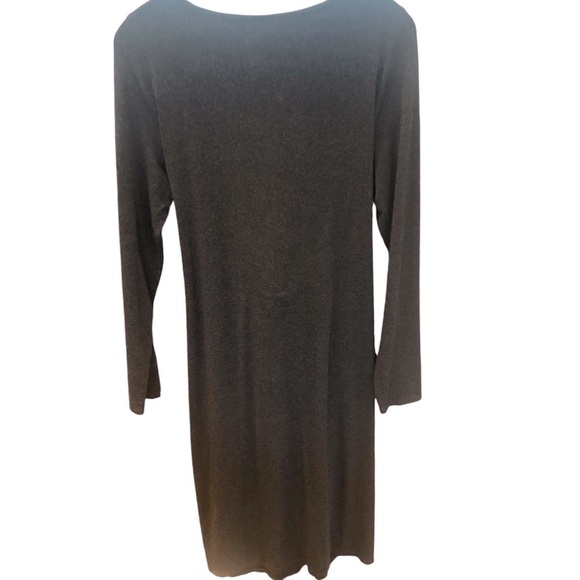 J Jill Wearever Collection Career Charcoal Tie Front Knee Length Dress Medium - Picture 4 of 10